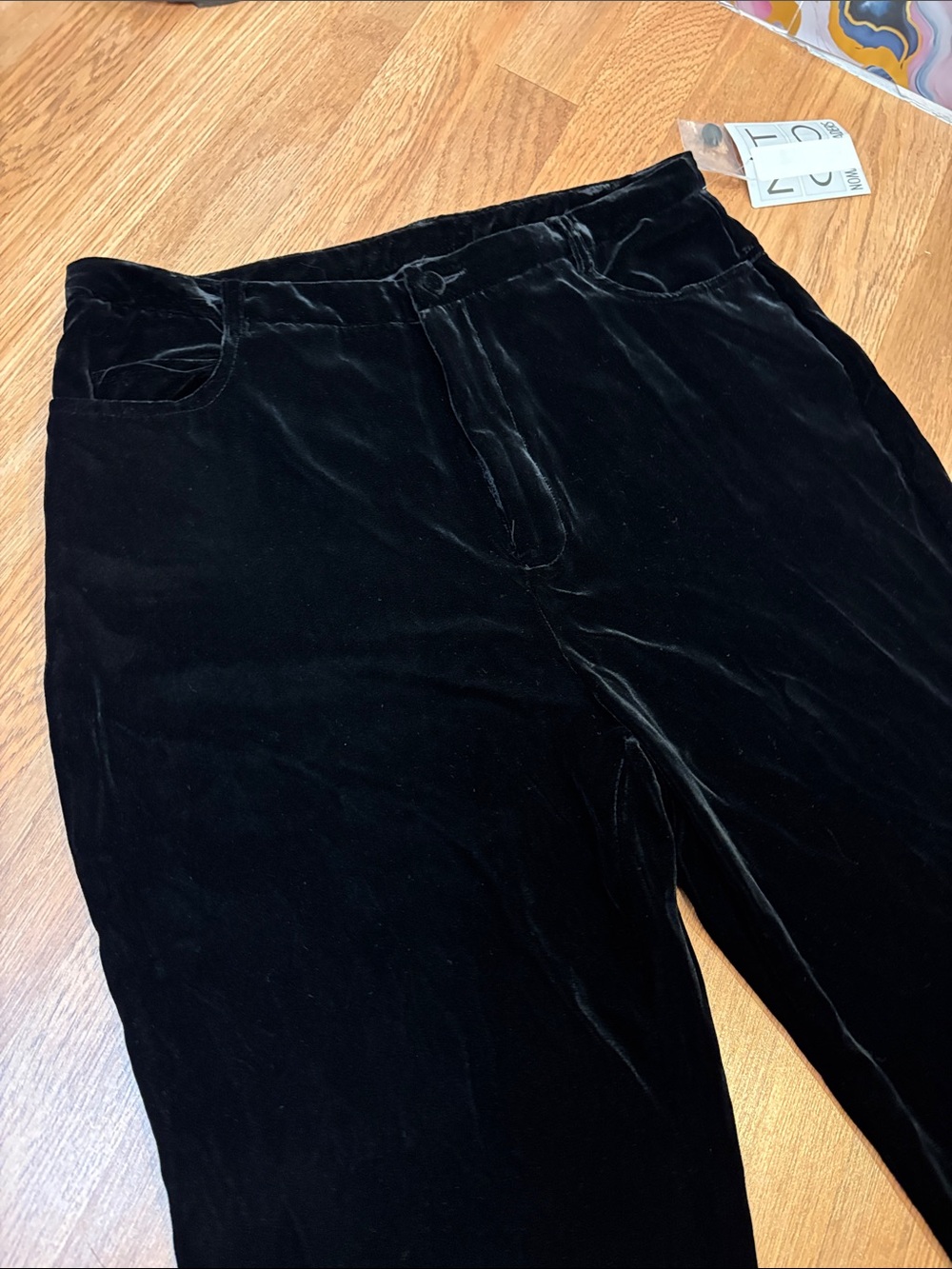 Dead Stock Nomadic Traders Black Velvet Rayon and Silk Blend Plush Pants Size 14